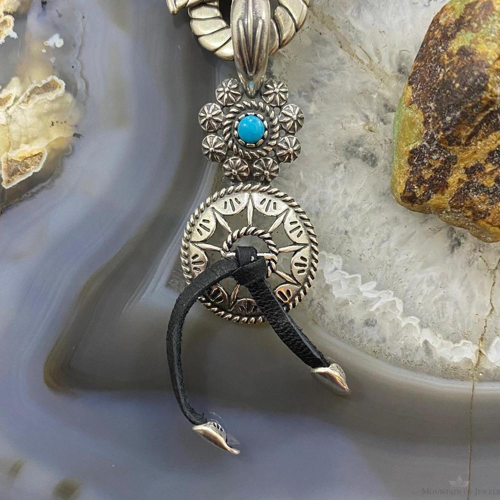 Carolyn Pollack Southwestern Style Sterling Turquoise Flower Shield Pendant
